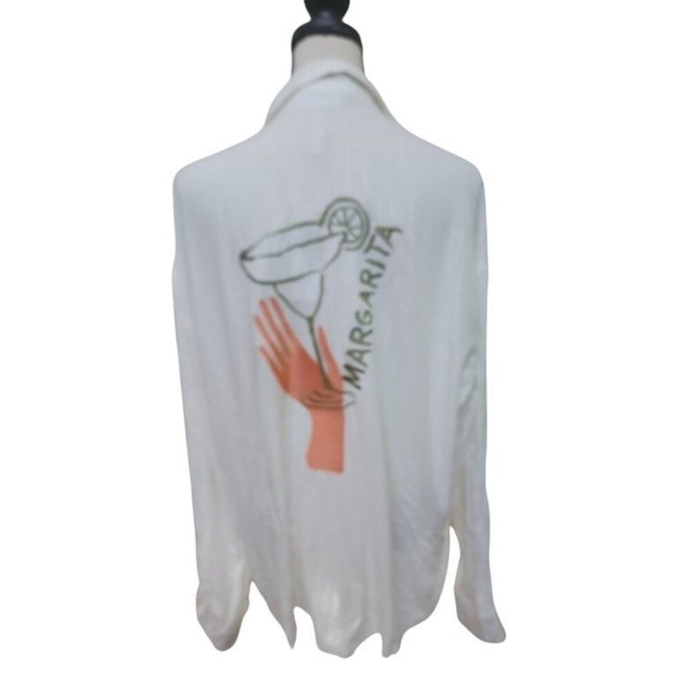BEGINNING Margarita Dolce Vita Blouse NWT Size 6 Embroidered White Button Front